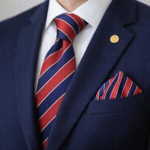 Red & Blue Striped Necktie Set